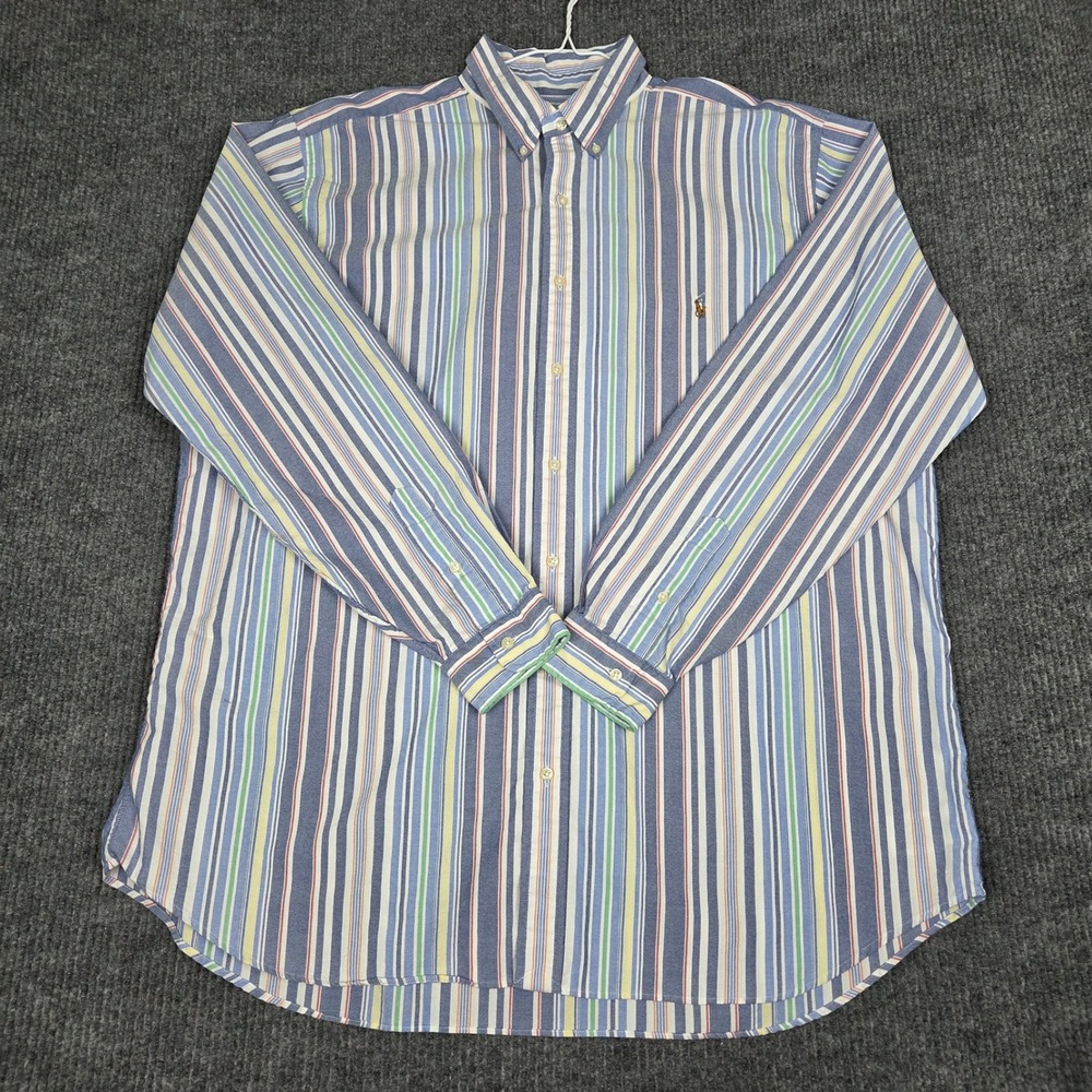 Ralph‎ Lauren Mens 2XLT Striped Oxford Button Down Shirt Blue Multi Color 26707